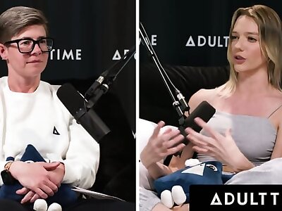 ADULT TIME  Busty Lesbians Octavia Red  Kenna James CAUGHT EATING PUSSY On Podcast Set! FULL SCENE