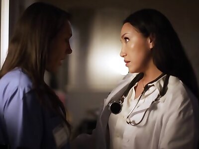 Lesbian Doctor and Nurse has Intense Sex on Job Secretly