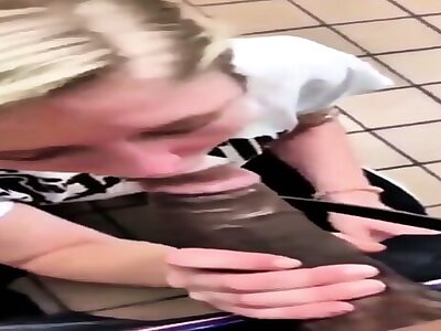 White Girl Handles Huge Black Cock